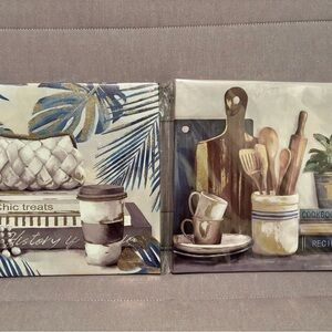 Special Moments Blue and Gold Kitchen Wall Art Set Kitchen Beauty Elegant